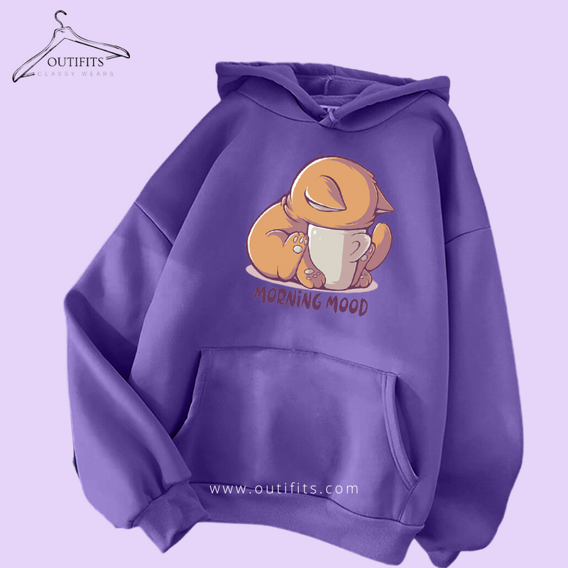 Morning Mood Cat Over-Sized Hoodie