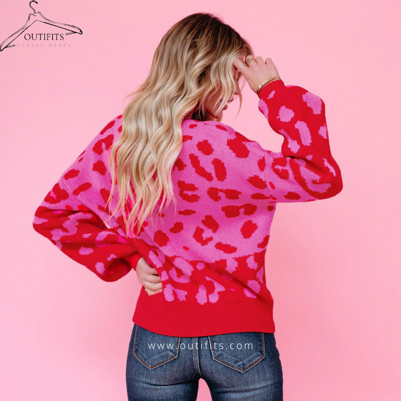 Leopard Style Warm Sweater - Long Sleeve Sweatshirt
