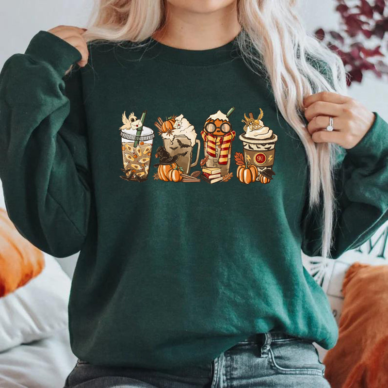 Scary Coffee Skeleton Halloween Sweatshirt - Coffee Lovers