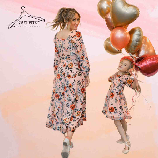 Mother and Daughter Matching Dress Floral