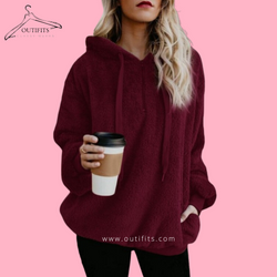 Oversized Sherpa Pullover Hoodie with Pockets