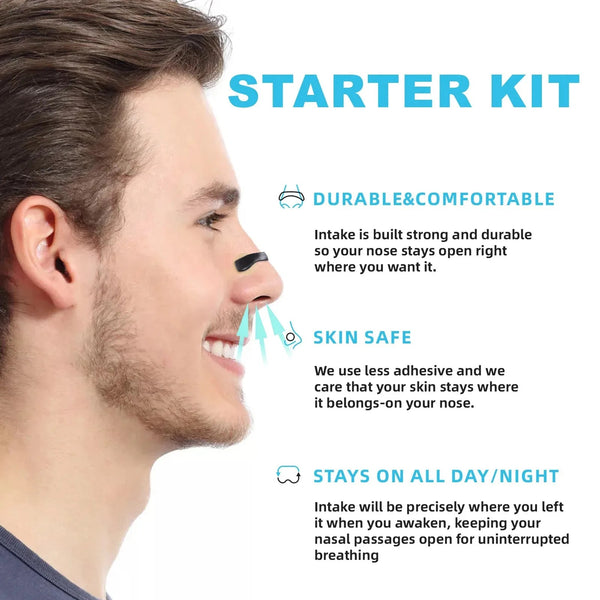 Intake Breathing Nasal Strip Starter Kit – Skin-Safe Magnetic Nose Strips to Boost Oxygen, Improve Sleep, and Reduce Snoring