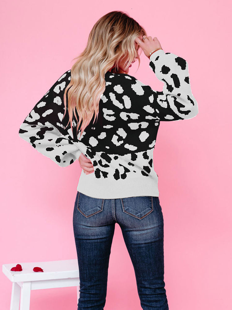 Leopard Style Warm Sweater - Long Sleeve Sweatshirt