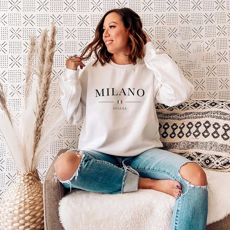 Milano Sweatshirt - Autumn Winter Travel Warm Pullover Hoodie