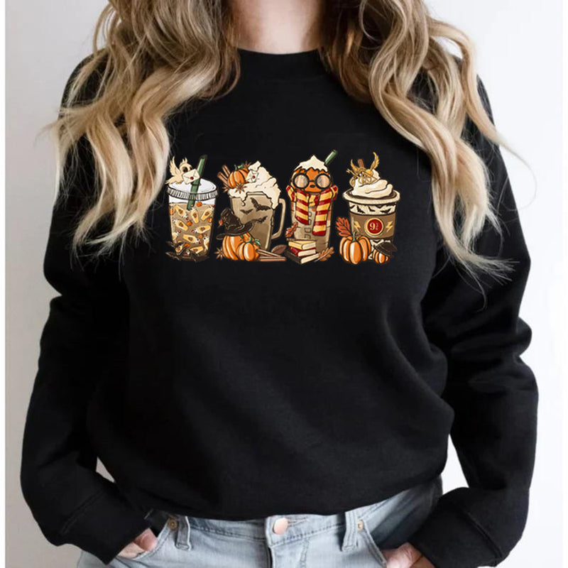 Scary Coffee Skeleton Halloween Sweatshirt - Coffee Lovers