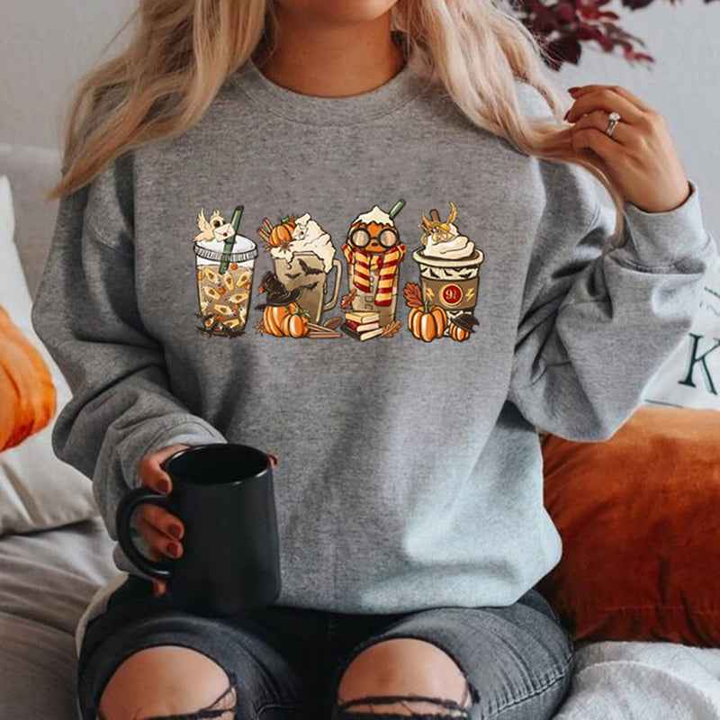 Scary Coffee Skeleton Halloween Sweatshirt - Coffee Lovers