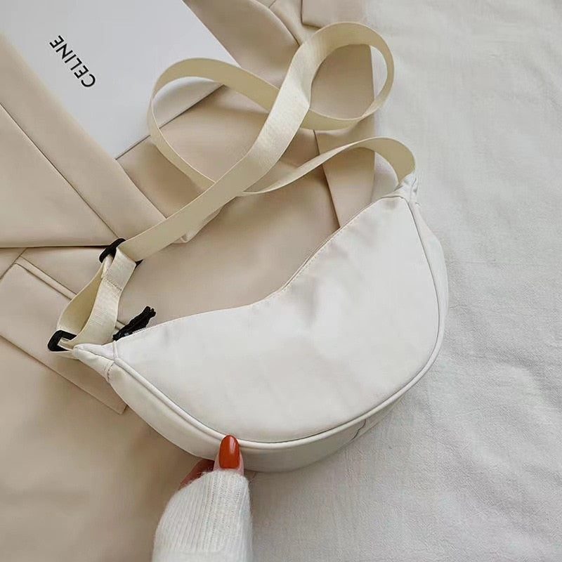 Dumpling Crossbody Bag, Casual Bag, Simple Canvas Bag, Shoulder Bag, Minimalist Bag, Nylon Bag, Daily Bag