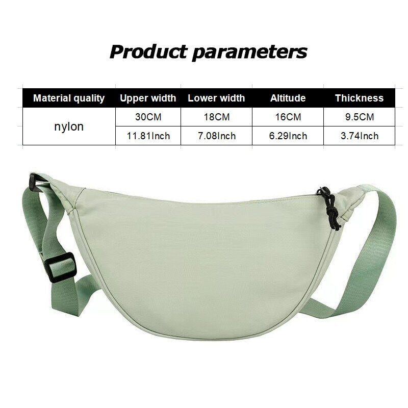 Dumpling Crossbody Bag, Casual Bag, Simple Canvas Bag, Shoulder Bag, Minimalist Bag, Nylon Bag, Daily Bag