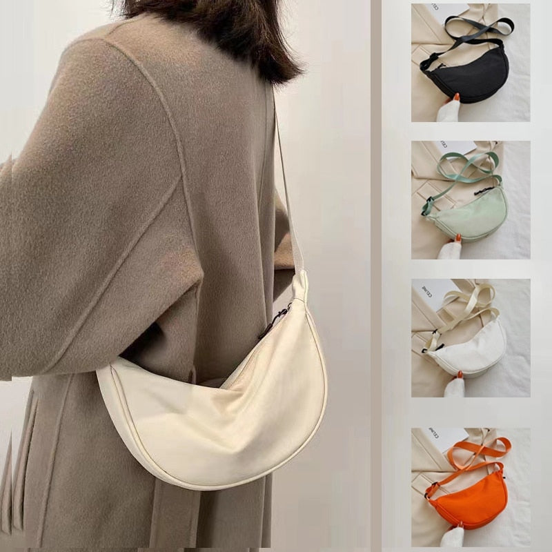 Dumpling Crossbody Bag, Casual Bag, Simple Canvas Bag, Shoulder Bag, Minimalist Bag, Nylon Bag, Daily Bag