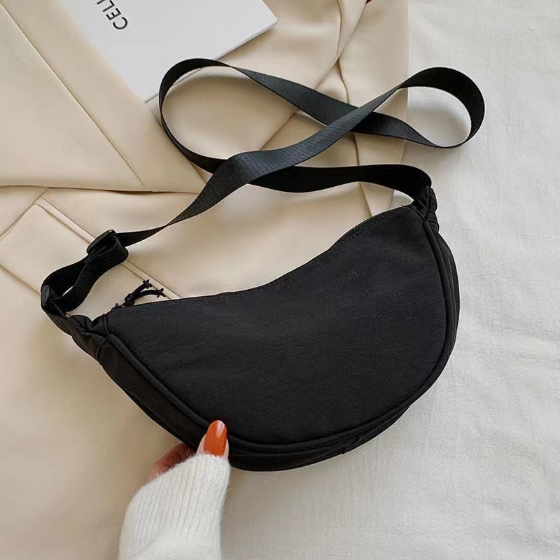 Dumpling Crossbody Bag, Casual Bag, Simple Canvas Bag, Shoulder Bag, Minimalist Bag, Nylon Bag, Daily Bag